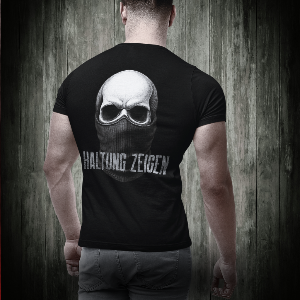 Premium Skull T-Shirt "Haltung zeigen - RÜCKENDRUCK!"