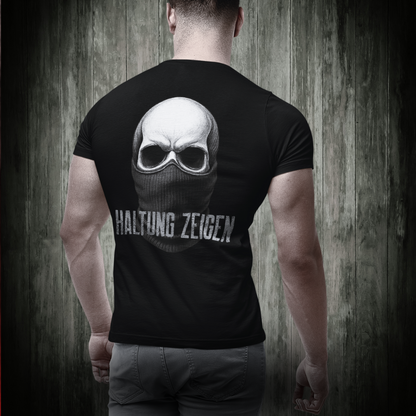 Premium Skull T-Shirt "Haltung zeigen - RÜCKENDRUCK!"